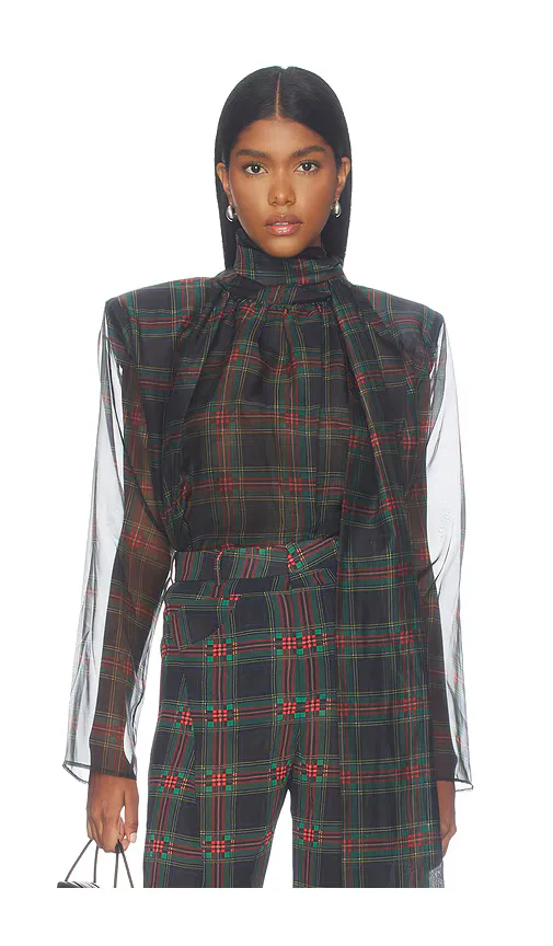Long Sleeve Organza Blouse with Tie by Bronx Banco