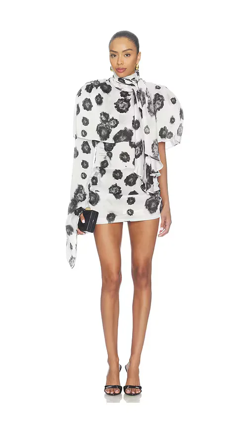 Draped Mini Dress with Cape by Rowen Rose
