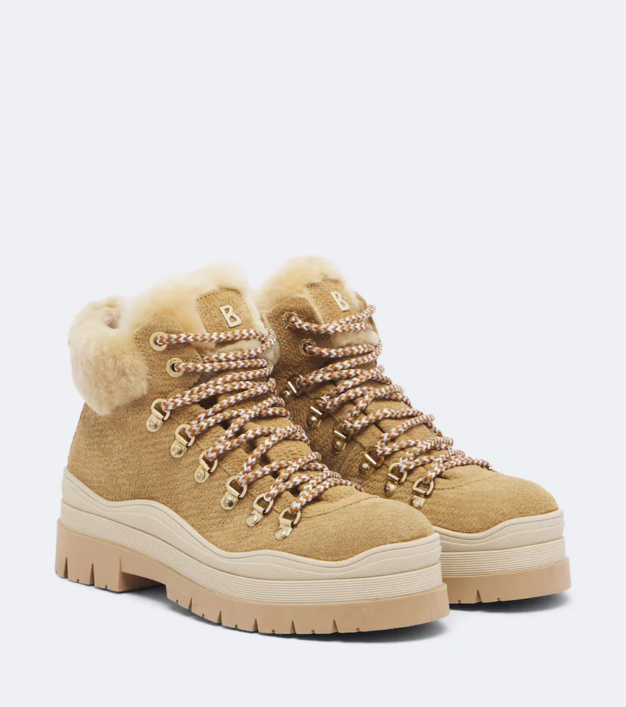 Arosa Shearling-Trimmed Suede Ankle Boots by Bogner