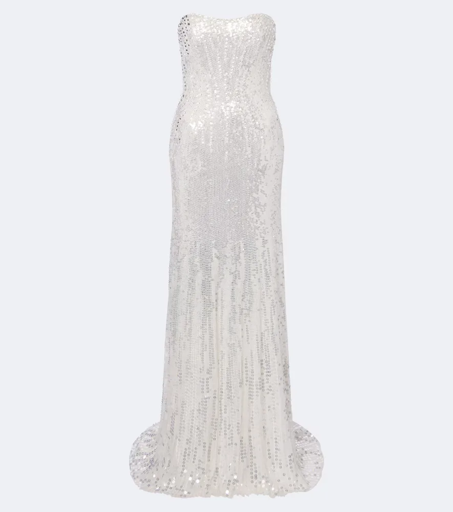 Floating Heart Sequined Strapless Gown by Jenny Packham