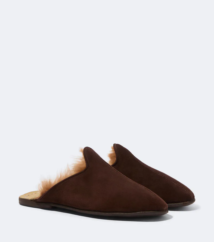 Shearling-Lined Suede Mules by Sabah