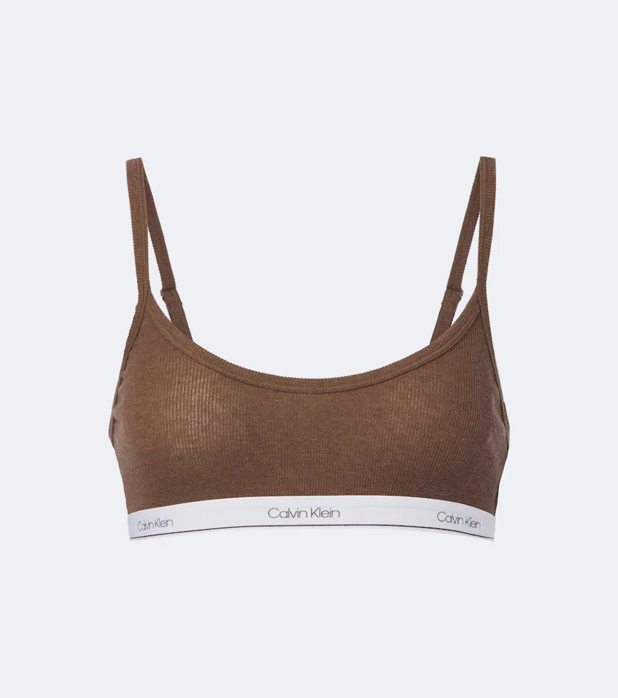 Collection Sienna Ribbed-Knit Cotton-Blend Bralette by Calvin Klein