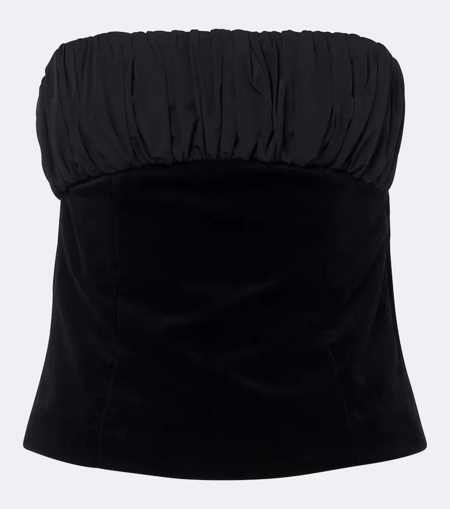 Dean Ruched Cotton Velvet Strapless Top by Posse