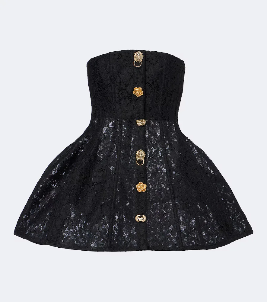 Embellished Lace Bustier Dress by Blumarine