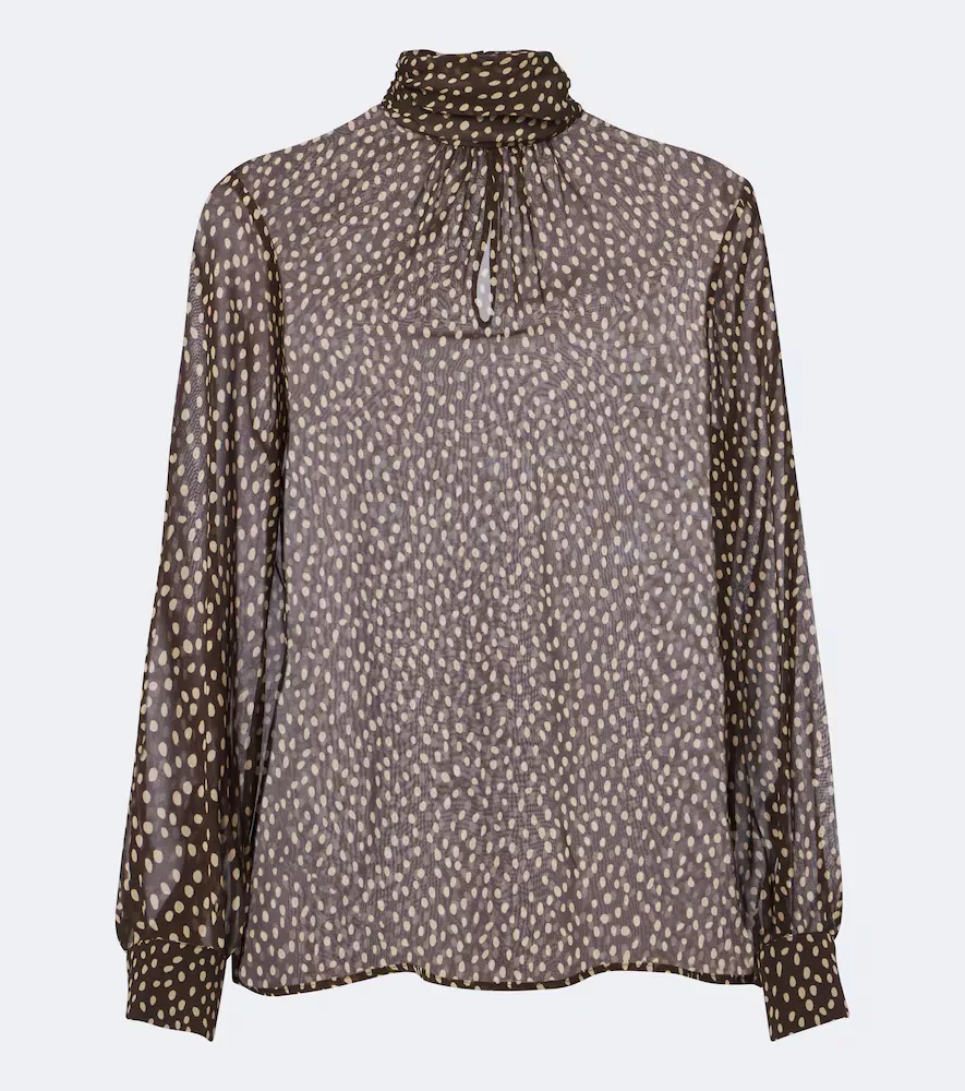 Remie Polka-Dot Silk Chiffon Blouse by Nili Lotan