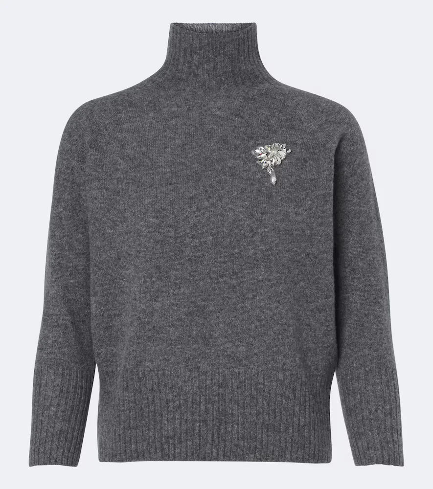 Embellished Cashmere Turtleneck Sweater by Simone Rocha