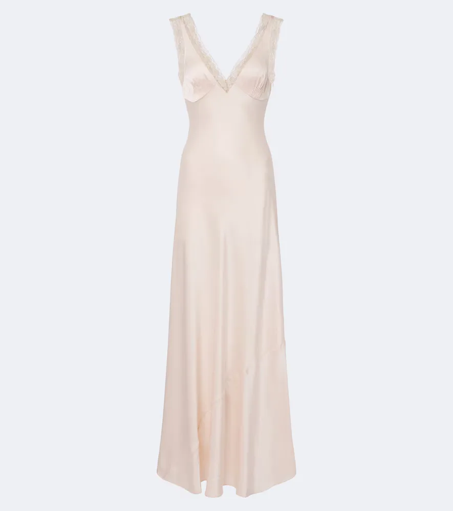 Blake Lace-Trimmed Silk Satin Maxi Dress by Posse