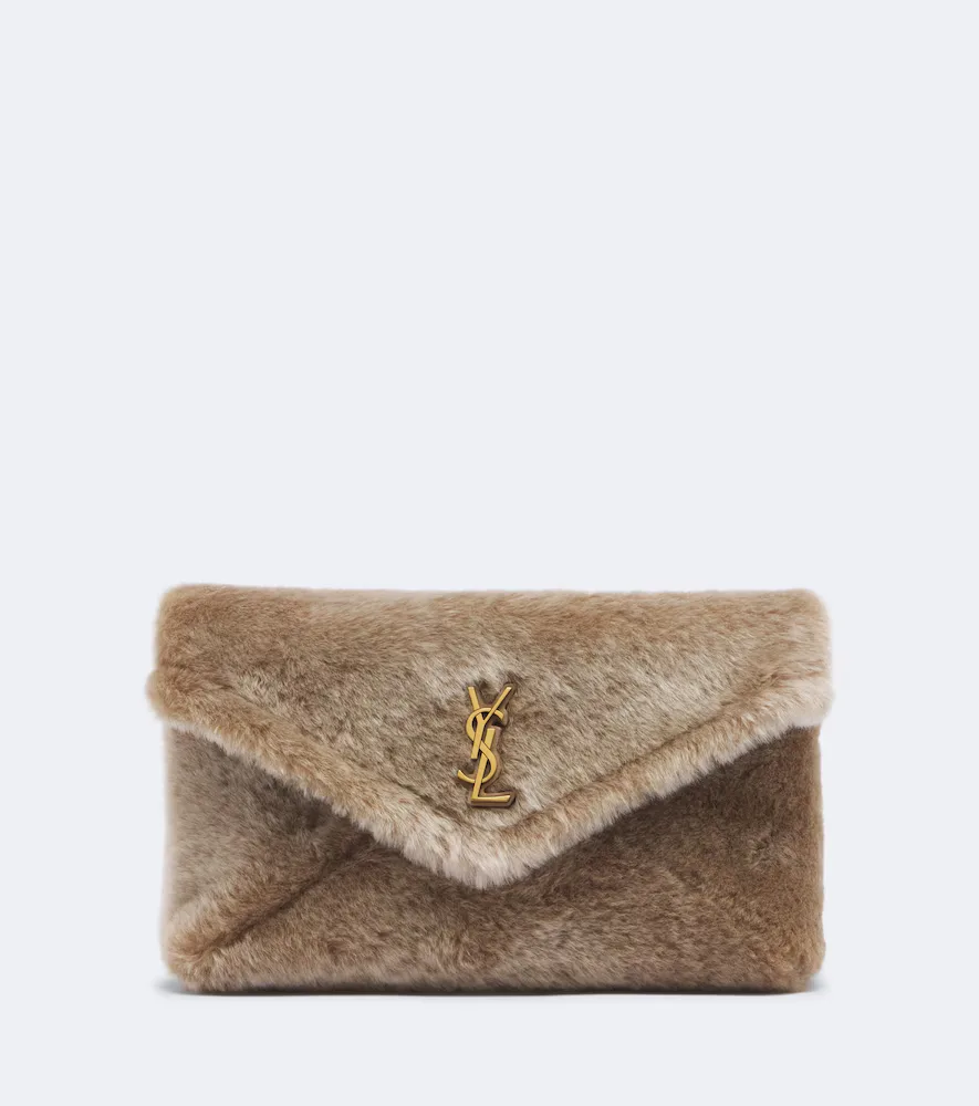 Cassandre Large Shearling Clutch by Saint Laurent