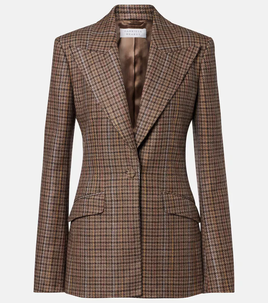 Leiva Houndstooth Wool and Silk Blazer by Gabriela Hearst