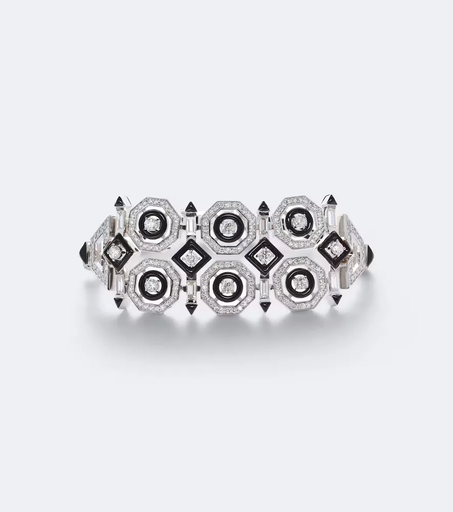 Oui 18kt White Gold and Enamel Bracelet with Diamonds by Nikos Koulis
