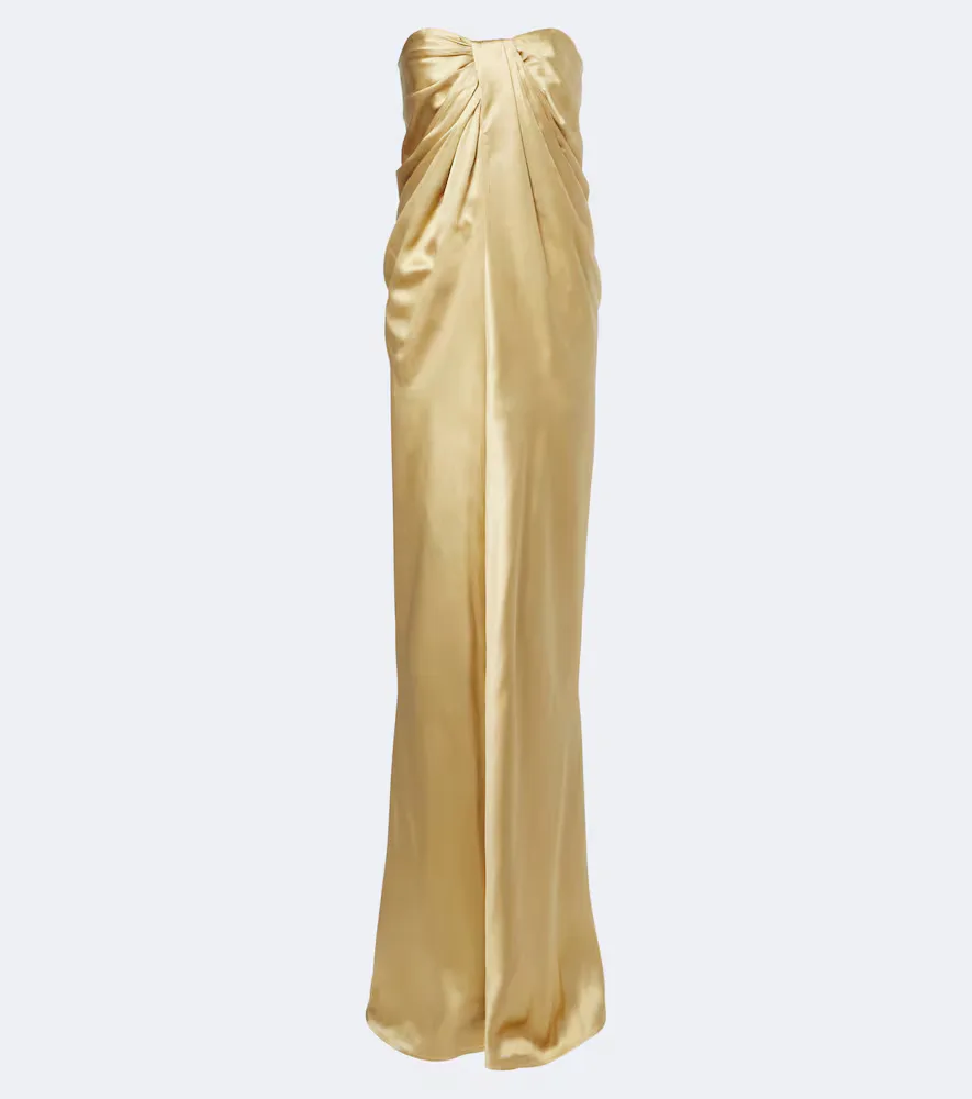 Zenaida Gathered Satin Bustier Gown by Tove