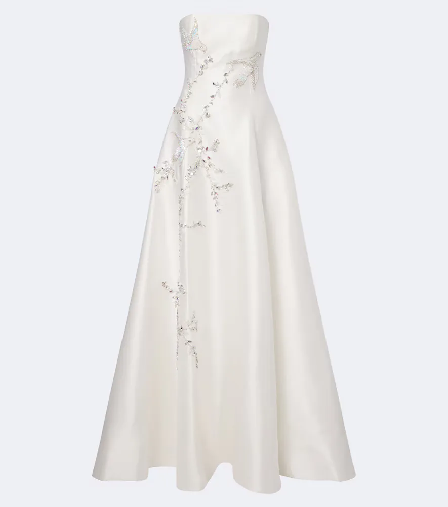Bridal Embellished Strapless Bustier Gown by Costarellos