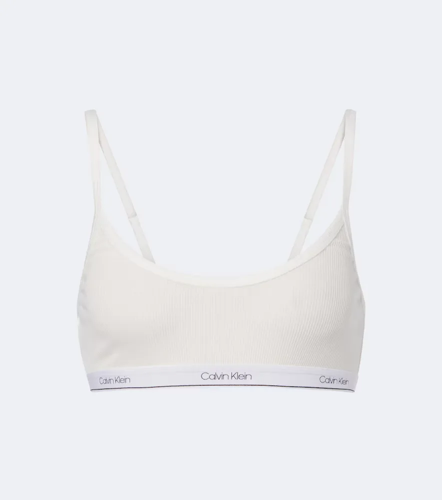 Sienna Ribbed-Knit Cotton-Blend Bralette by Calvin Klein