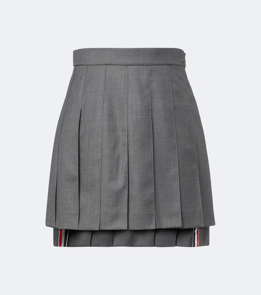 Pleated Wool Miniskirt by Thom Browne