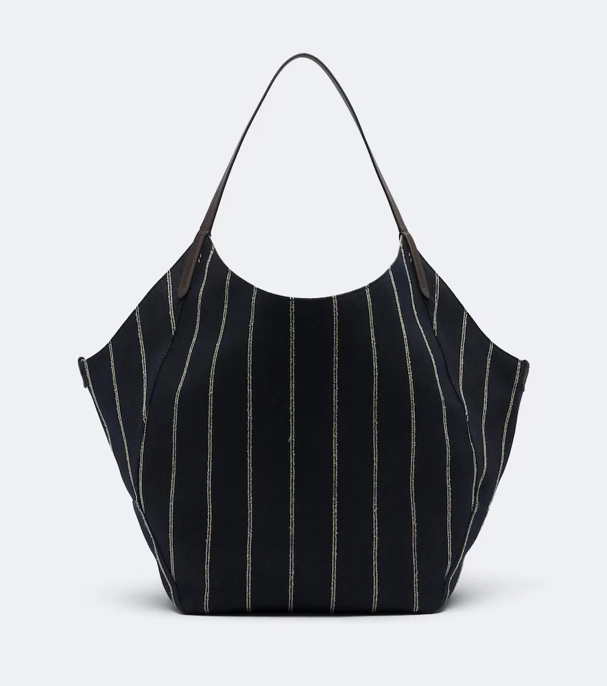 Monili Striped Canvas Tote Bag by Brunello Cucinelli