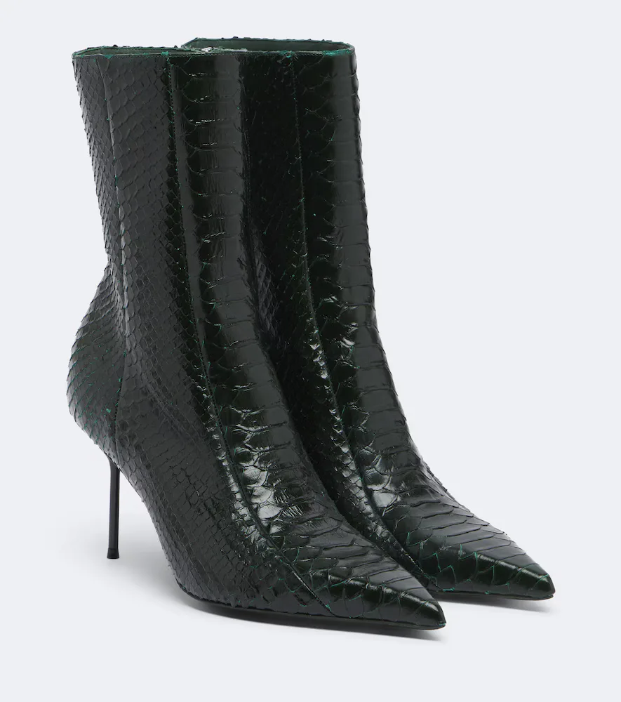 Lidia Snake-Effect Leather Ankle Boots by Paris Texas