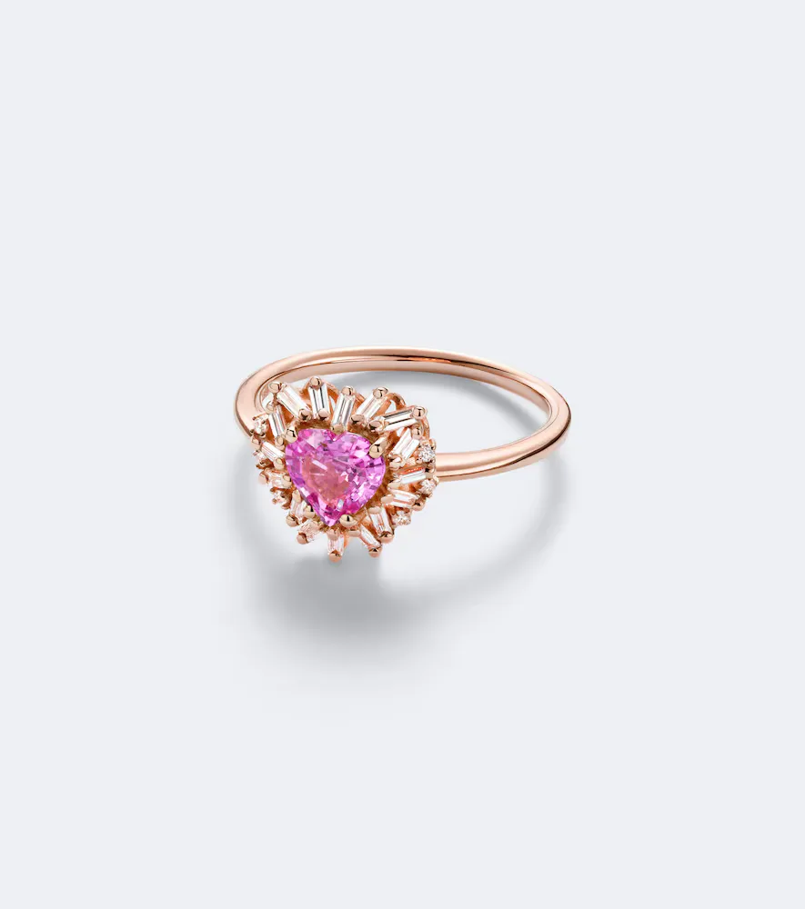 18kt Rose Gold Ring with Sapphire and Diamonds by Suzanne Kalan