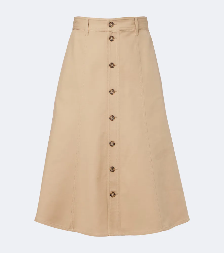 Cotton and Wool Twill Midi Skirt by Polo Ralph Lauren