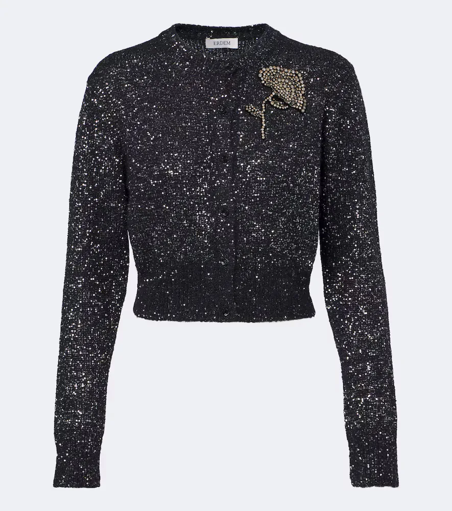 Cropped Embellished Alpaca-Blend Cardigan
