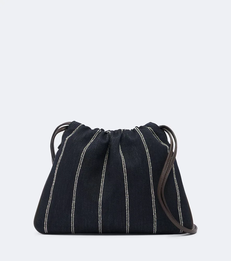 Monili Striped Canvas Crossbody Bag by Brunello Cucinelli