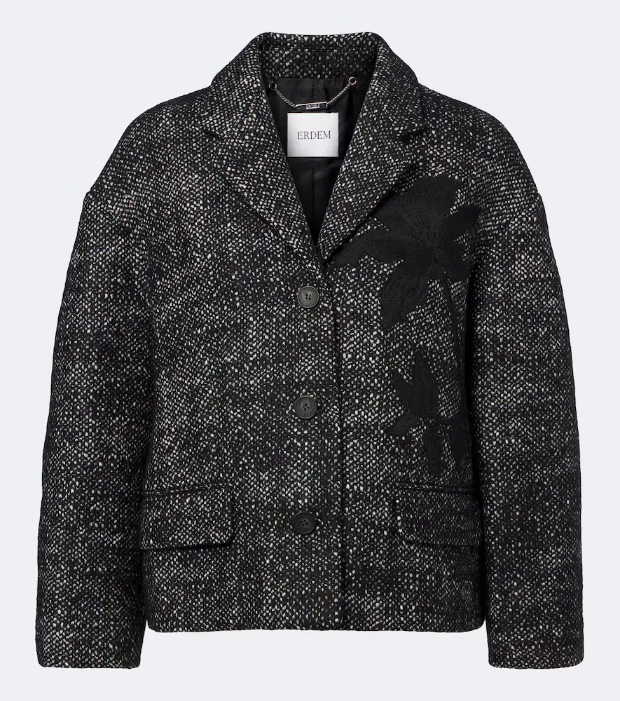Cropped Embroidered Wool-Blend Jacket by Erdem