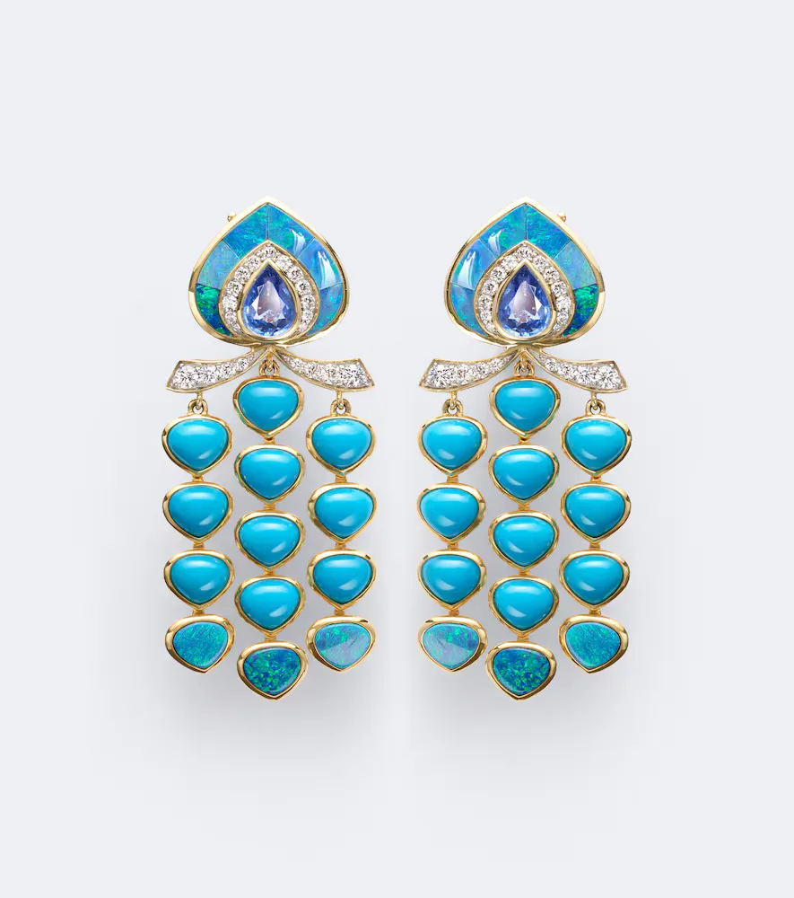 Fabiola 18kt Gold Drop Earrings with Gemstones by Marina B