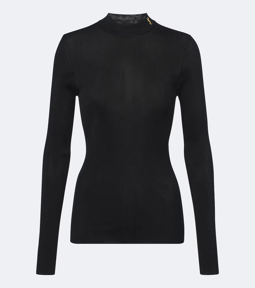 Cassandre Ribbed-Knit Silk Top by Saint Laurent