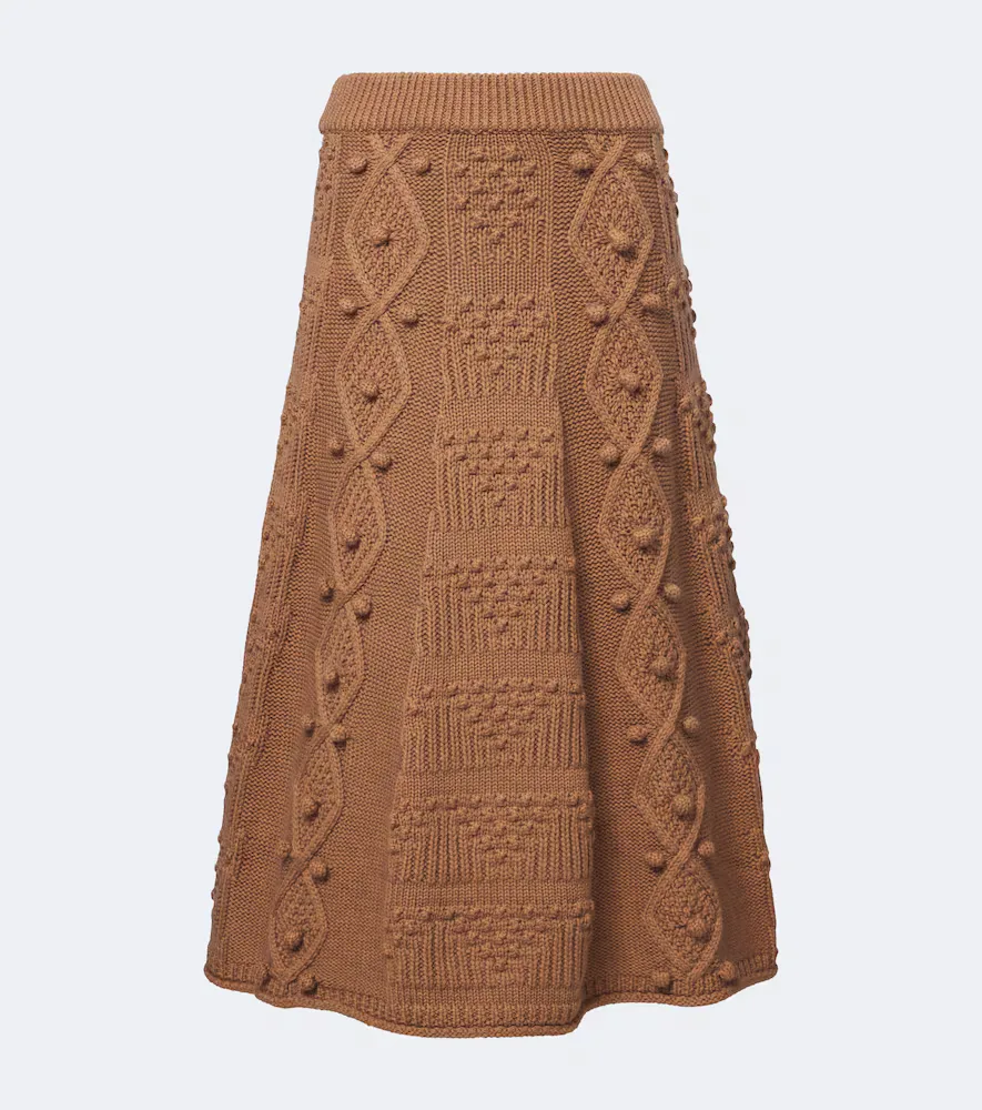 Koda Cable-Knit Wool Skirt by Emilia Wickstead