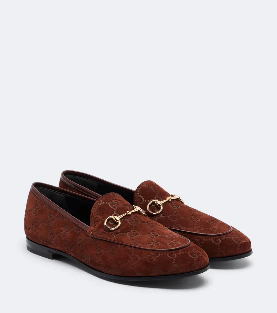 Jordaan Horsebit GG Suede Loafers by Gucci