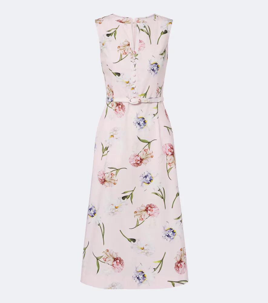 Floral Cotton-Blend Poplin Midi Dress