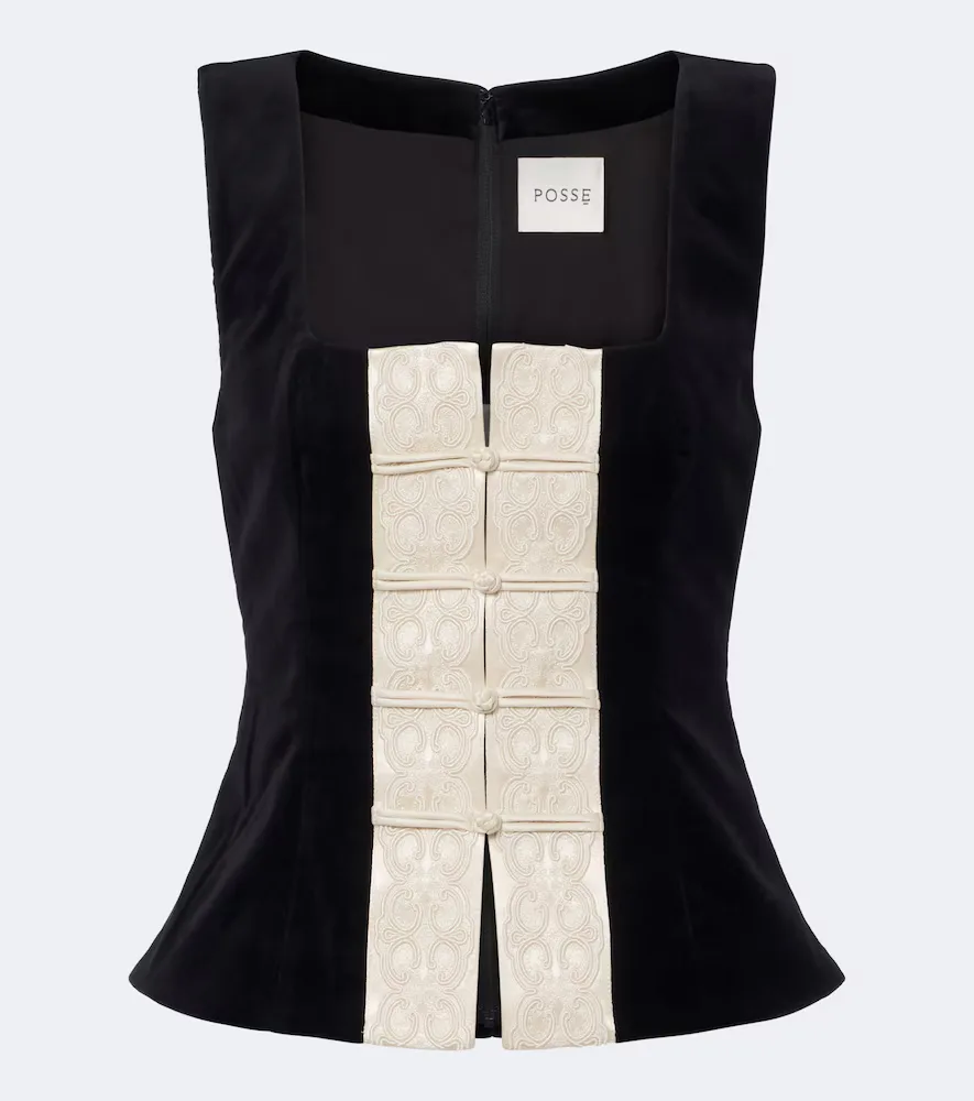 Florian Embroidered Cotton Velvet Top by Posse