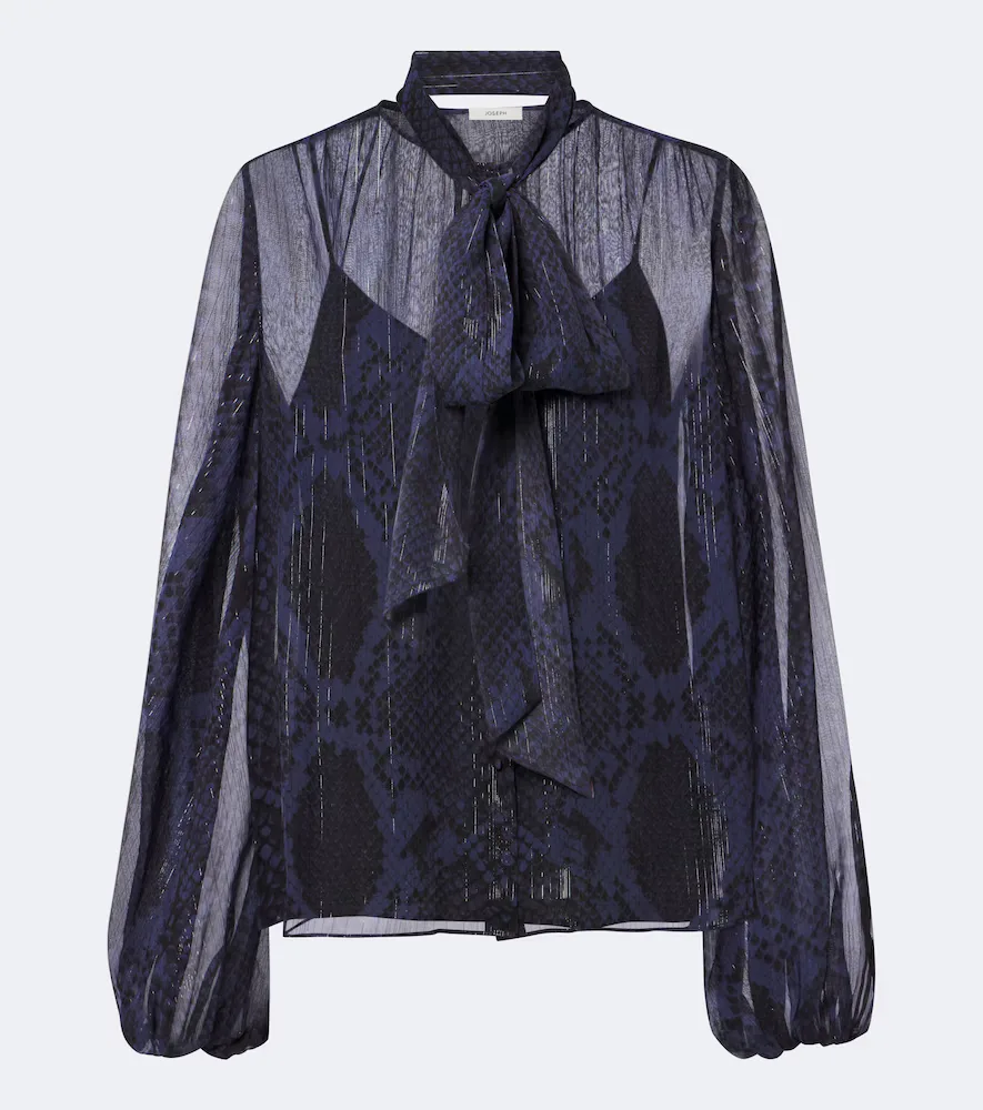Sally Snake-Print Lurex Chiffon Blouse by Joseph