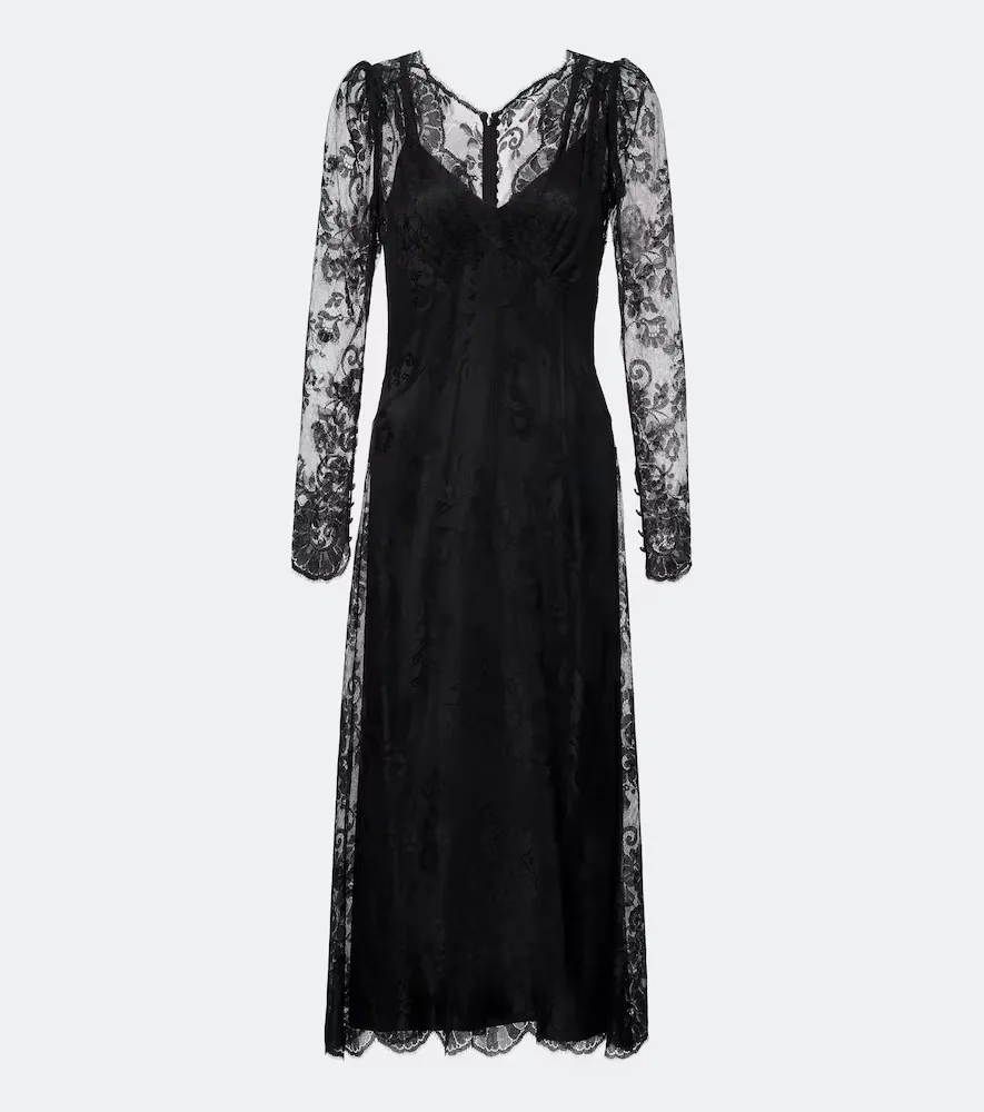 Semi-Sheer Chantilly Lace Midi Dress by Dolce&Gabbana