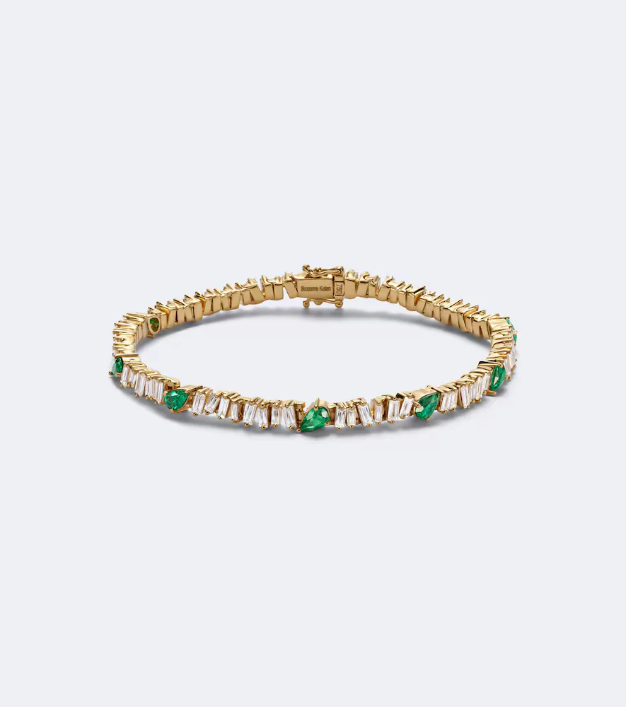 18kt Gold Tennis Bracelet with Diamonds and Emeralds