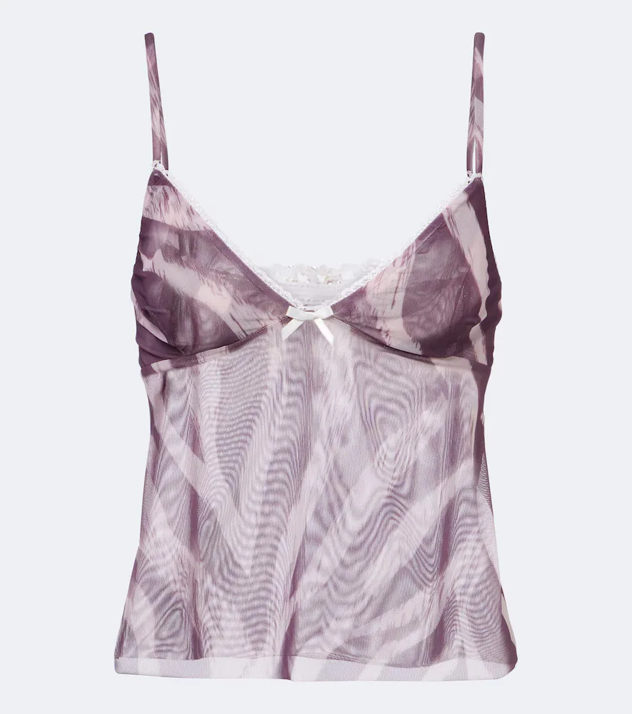 Solay Sheer Lace-Trimmed Printed Top by Bananhot