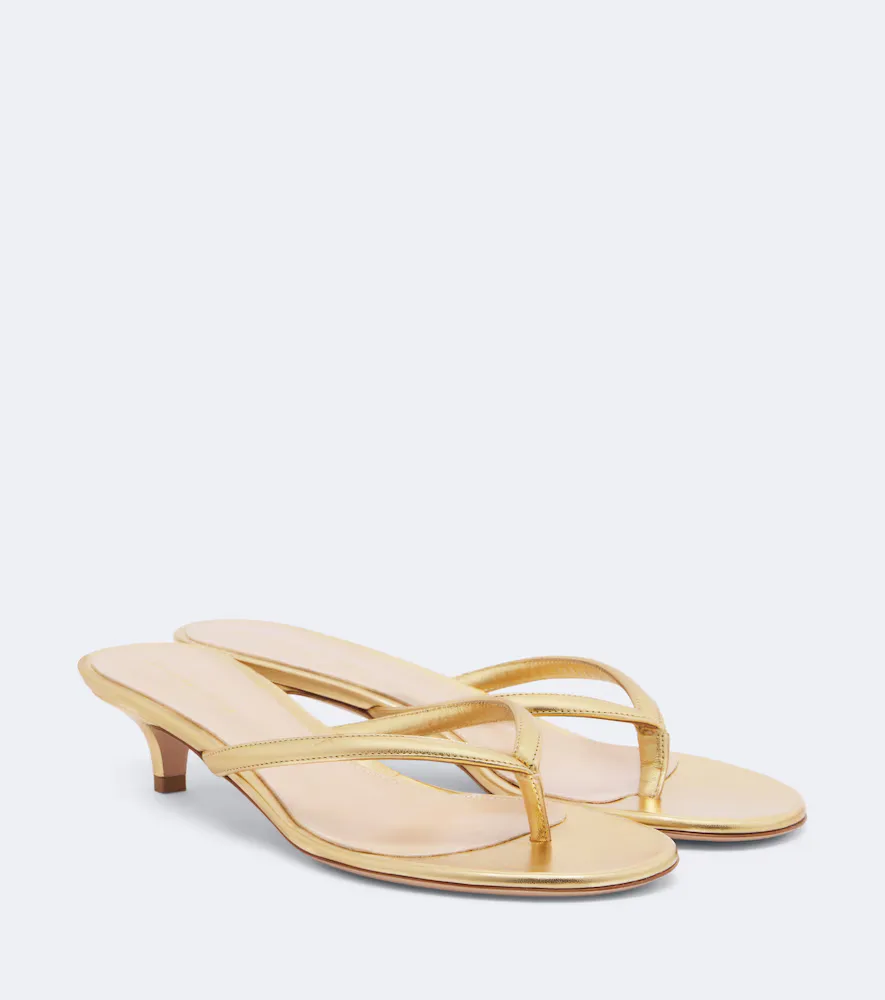 Calypso Metallic Leather Thong Sandals by Gianvito Rossi