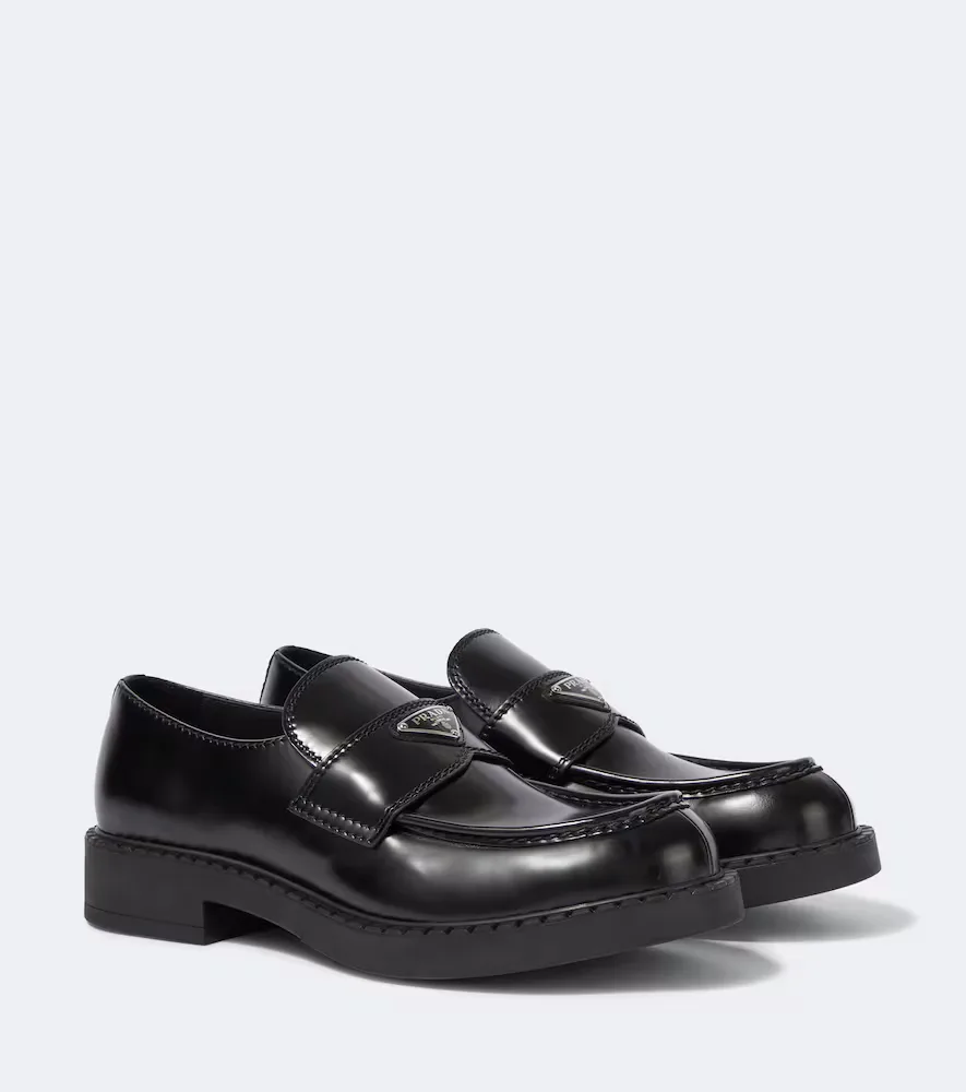 Chocolate Leather Loafers by Prada