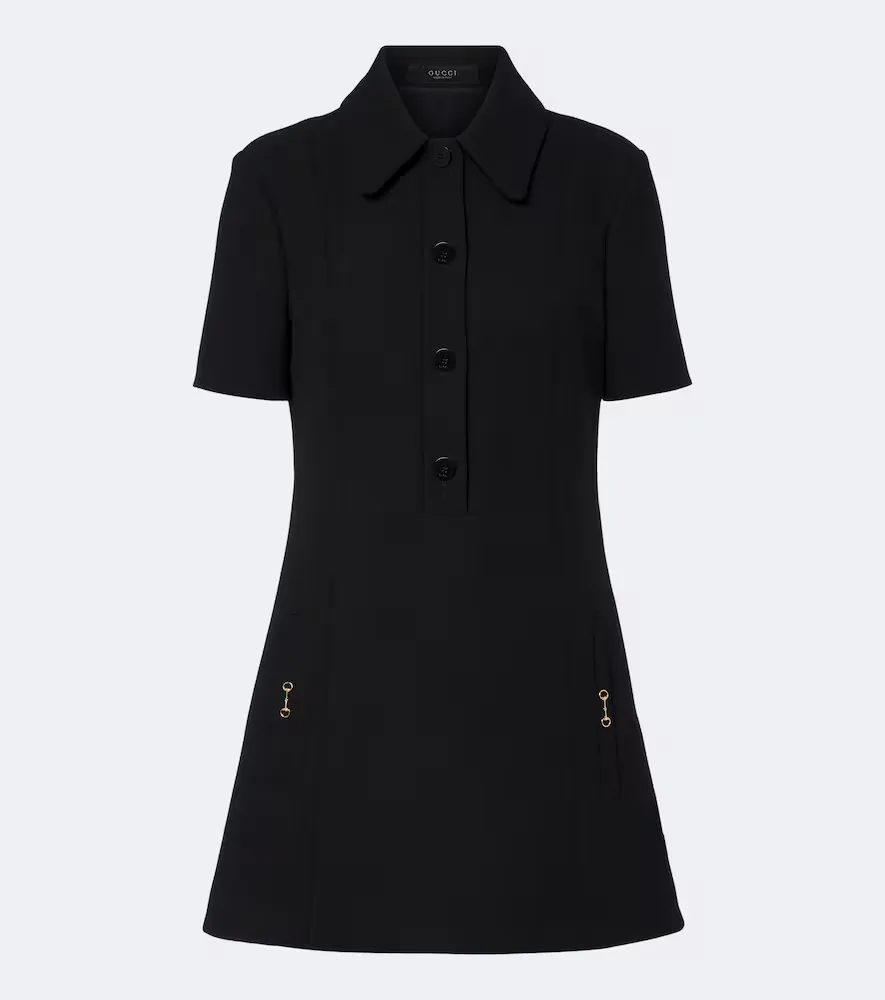 Horsebit Wool Crêpe Polo Dress by Gucci