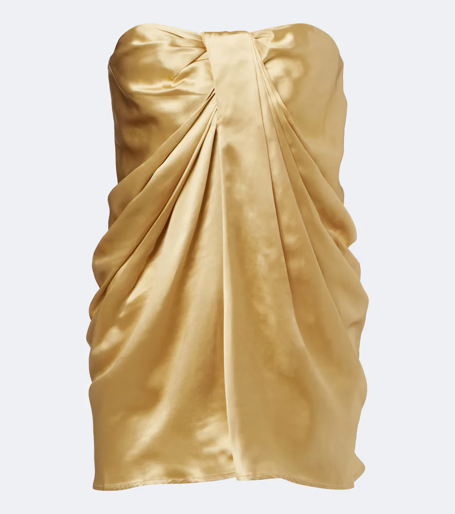 Eden Gathered Silk Satin Bustier Top by Tove