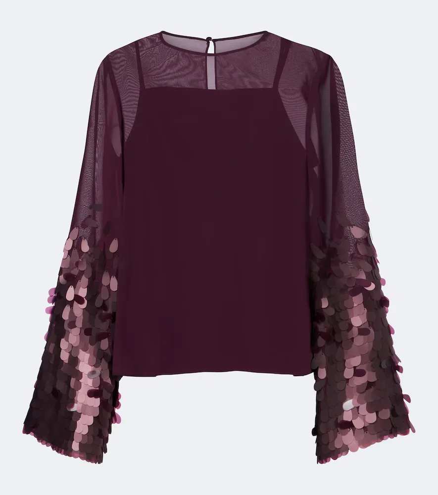 Ariane Sequined Chiffon Top by Joseph