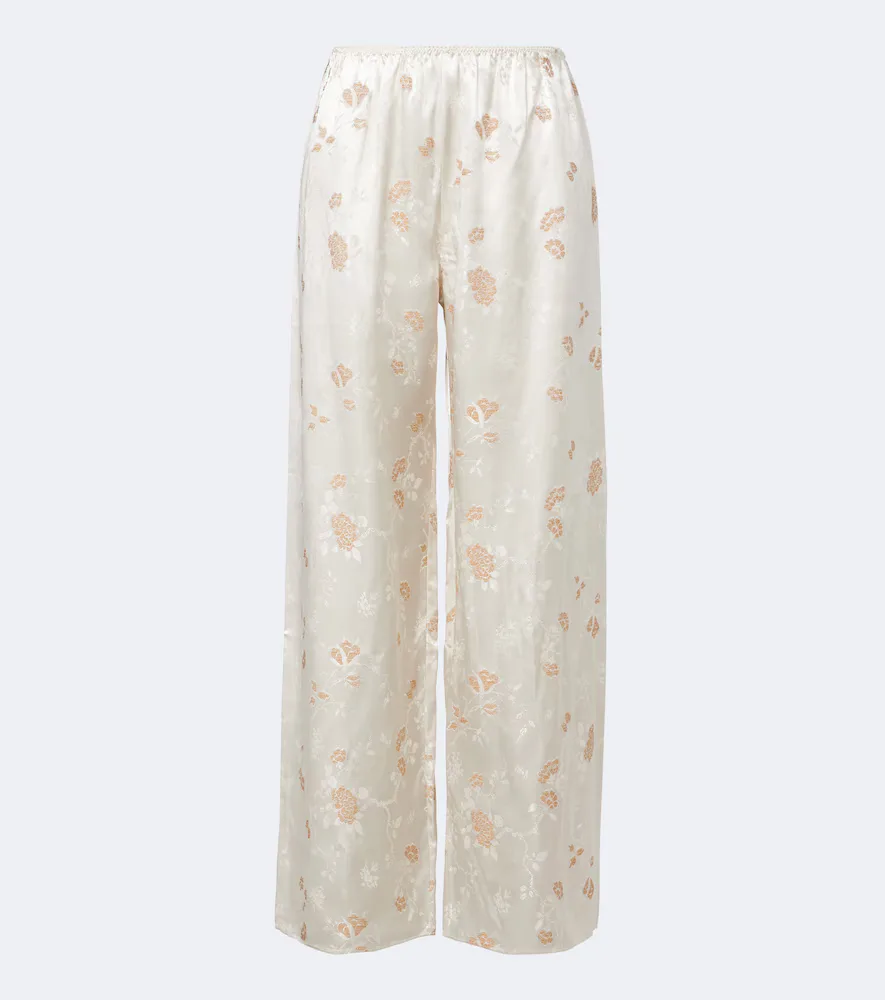 Lavona Floral Jacquard Wide-Leg Pants by Doen