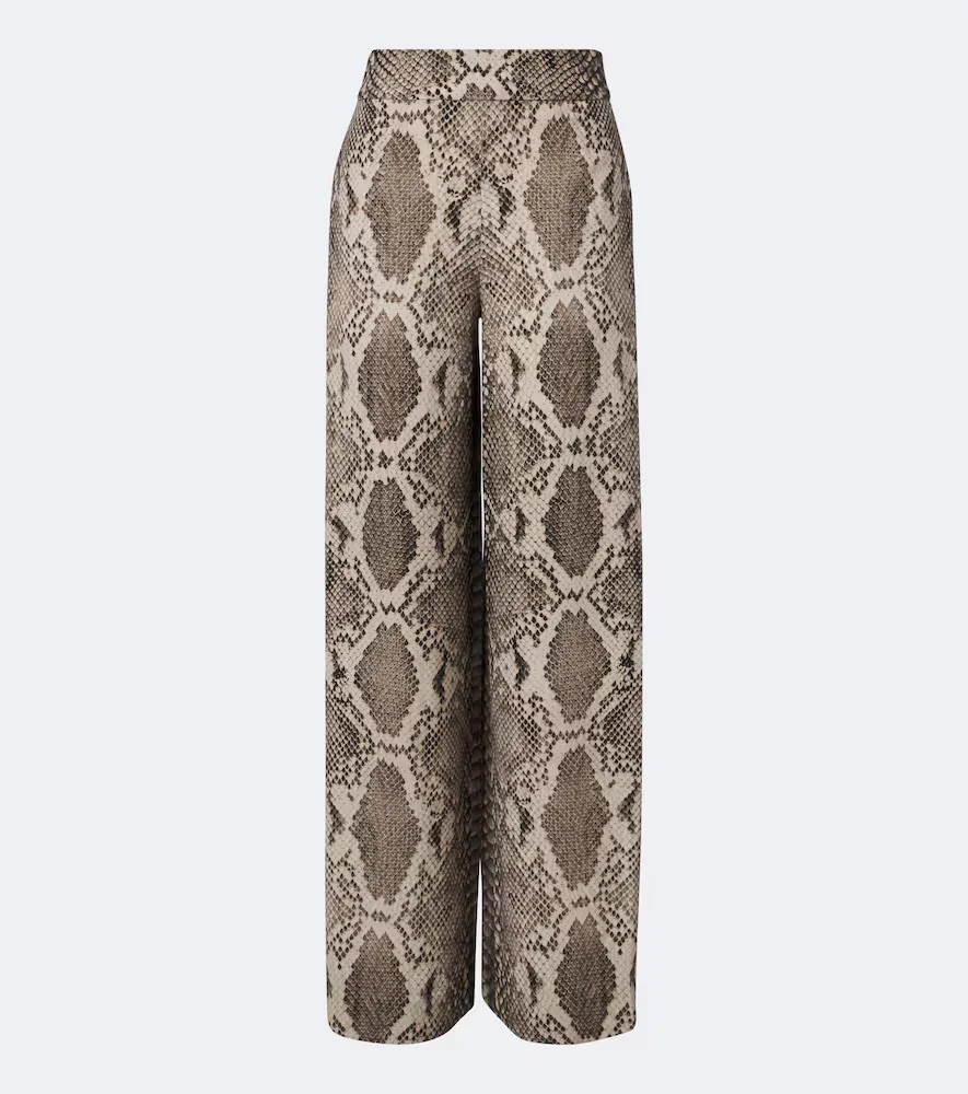Rita Snake-Print Satin Twill Wide-Leg Pants by Joseph