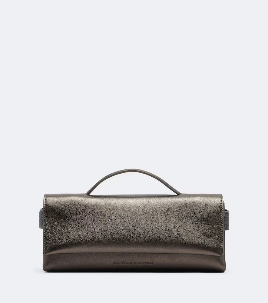 Essence Metallic Leather Top-Handle Bag by Brunello Cucinelli