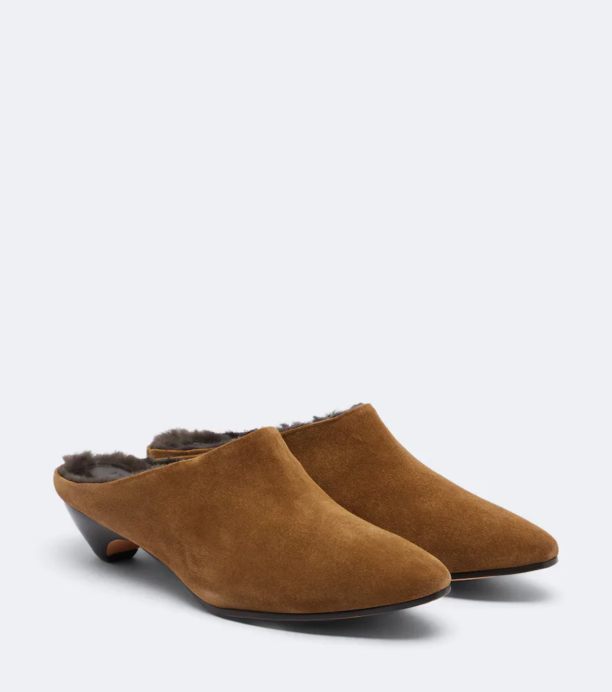 Allegra Shearling-Lined Suede Mules by Le Monde Beryl