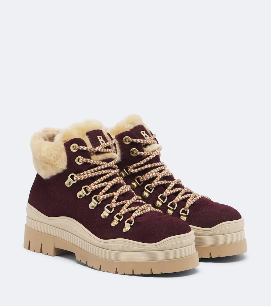 Arosa Shearling-Trimmed Suede Ankle Boots