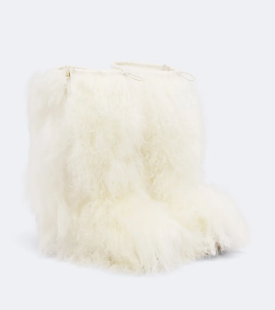 Leather-Trimmed Shearling Mid-Calf Boots by Yves Salomon
