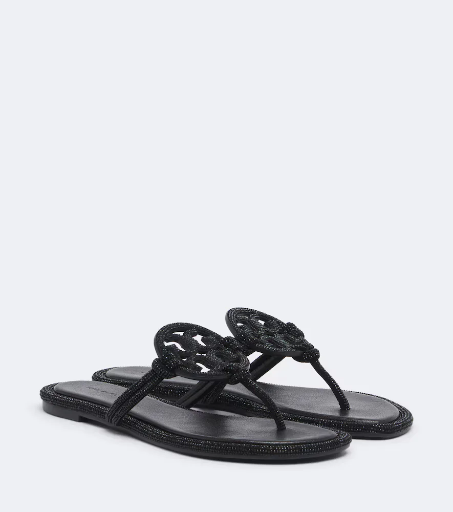 Miller Embellished Leather Thong Sandals by Tory Burch