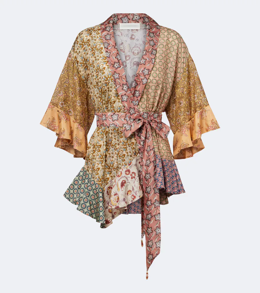 Fairlight Printed Silk Habotai Wrap Top by Zimmermann