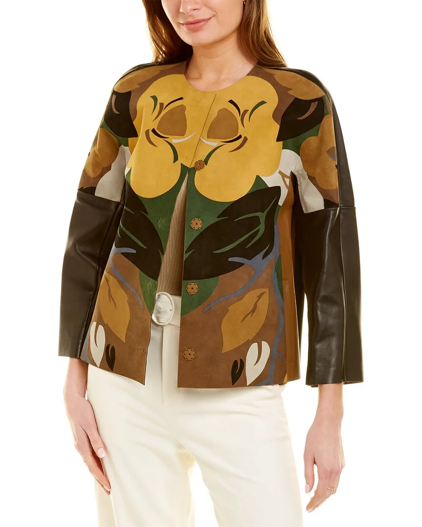 Crewneck Leather Jacket by ETRO