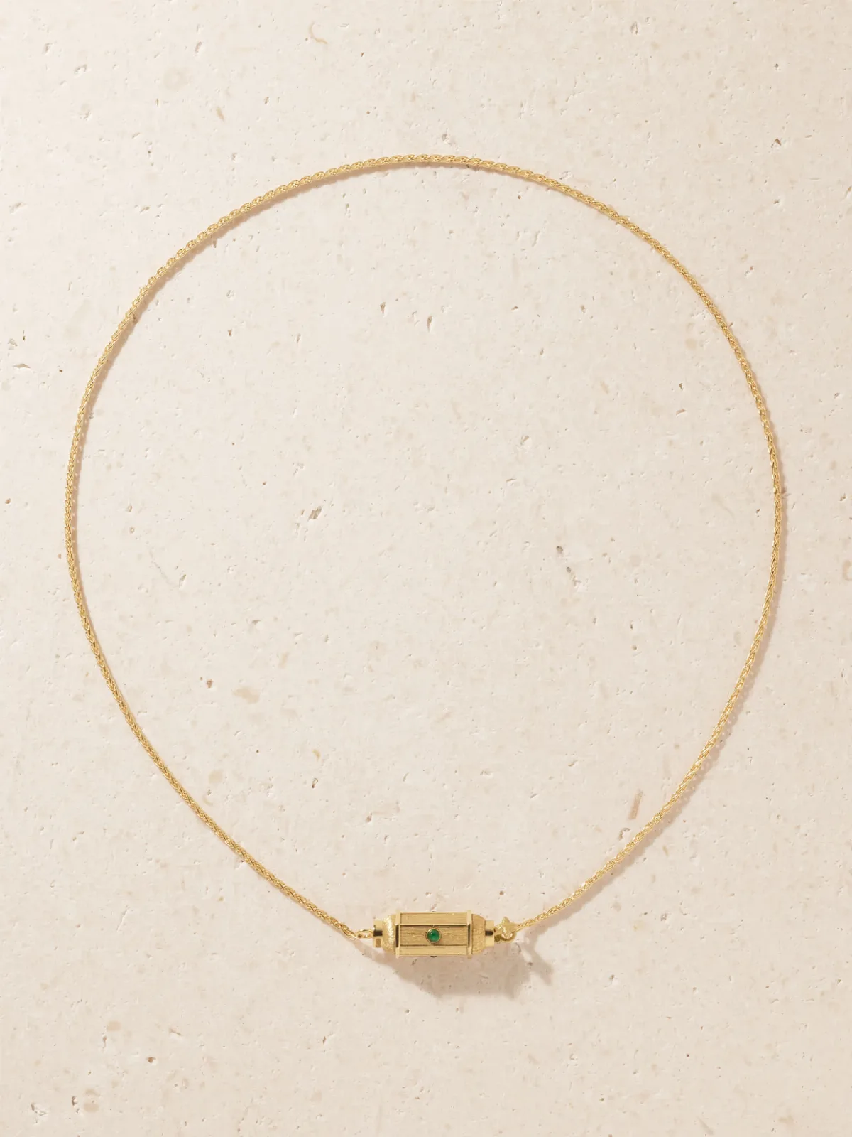 - Micro Coco Locket 18-karat Gold Emerald Necklace -